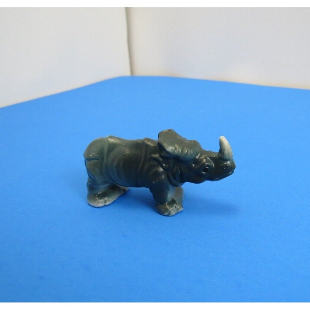 Vintage Japanese Ceramic Black Rhino Figurine Japan Porcelain Rhinoceros